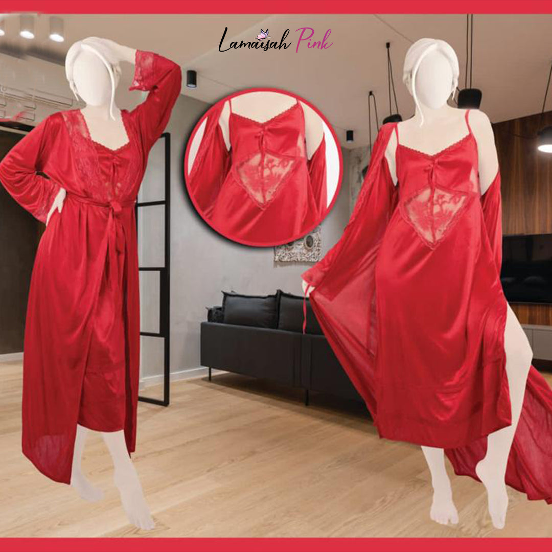 2 Piece Gorgeous Long Silk Nighty