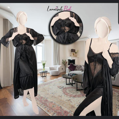 2 Piece Gorgeous Long Silk Nighty