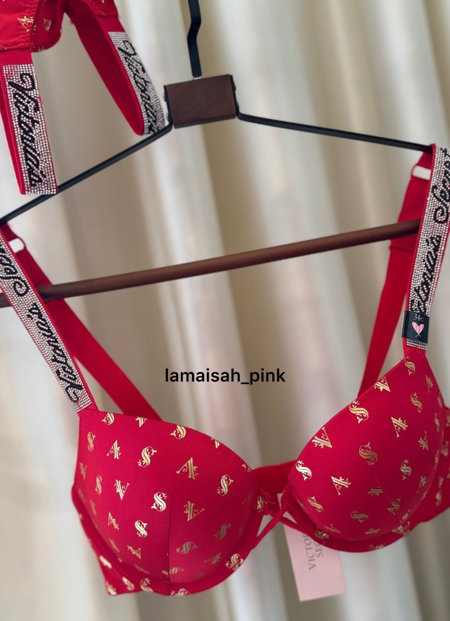 Gold written VS Bra Set(Carrot Red🥕