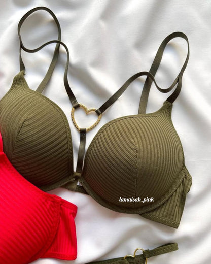 Centre Heart Bra Set