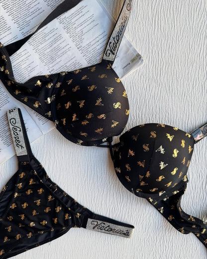 Gold written VS Bra Set(Black⚫️)