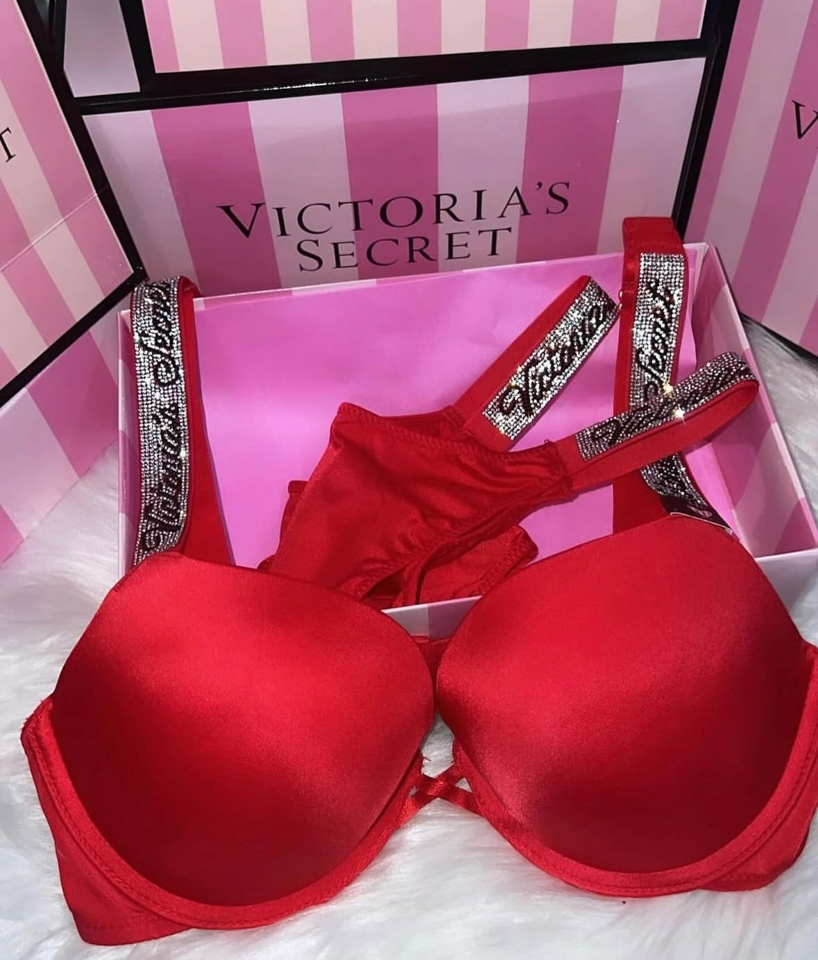 VS Criss Cross Bra Set(Red🫀)