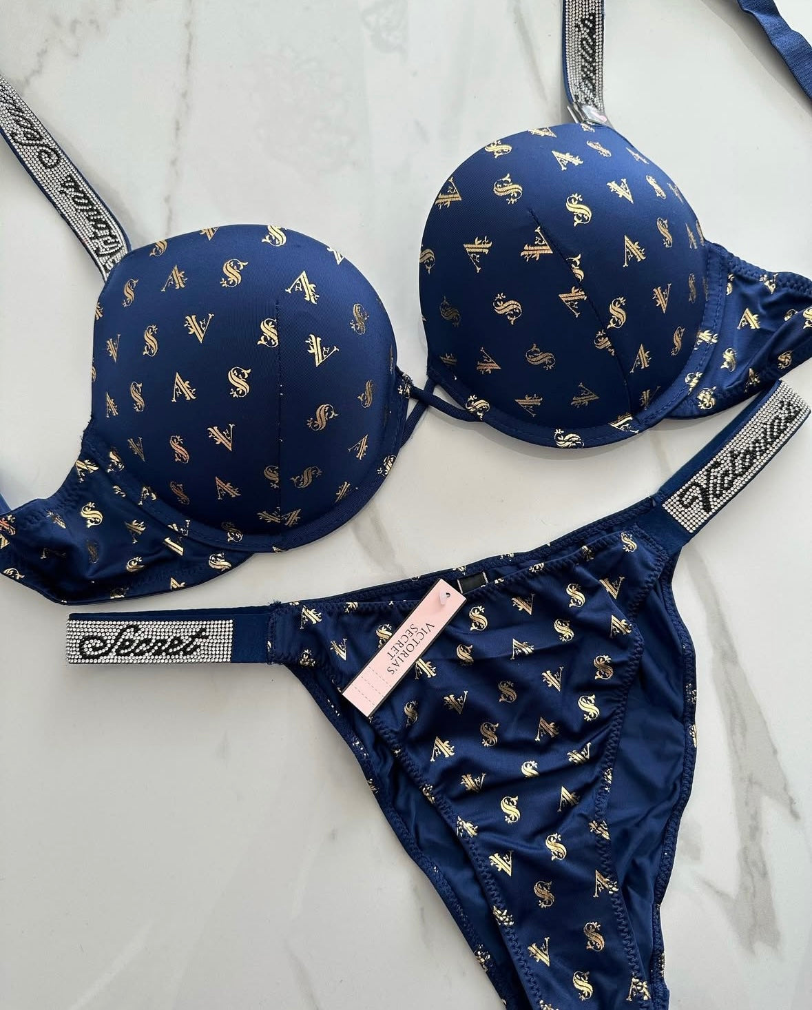 Gold written VS Bra Set(Royal Blue 🔵