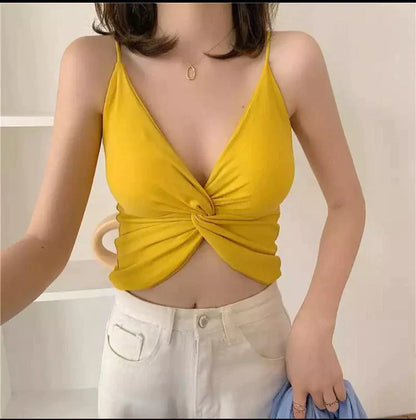 Bow Sleevless Soft Crop Top