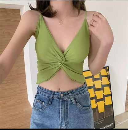 Bow Sleevless Soft Crop Top