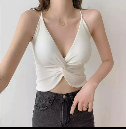 Bow Sleevless Soft Crop Top